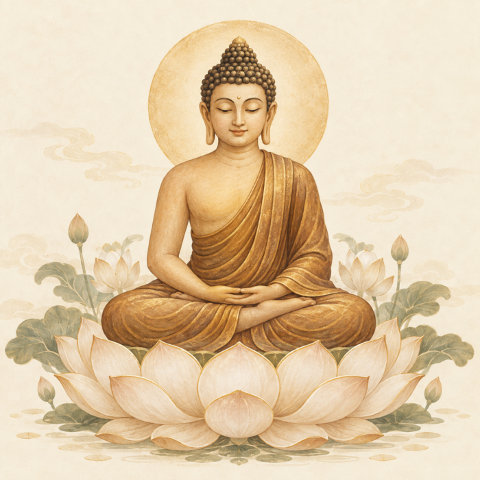 Serene seated Buddha illustrating peace and daily devotion