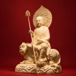Ksitigarbha (地藏王菩萨) Hinoki Wood Lion Statue – Compassion & Protection · 32 cm - Image 2