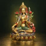 Green Tara (绿度母) Copper Lotus Statue – Protection & Courage · 21.5 cm