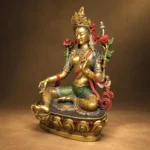 Green Tara (绿度母) Copper Lotus Statue – Protection & Courage · 21.5 cm - Image 2