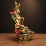 Green Tara (绿度母) Copper Lotus Statue – Protection & Courage · 21.5 cm - Image 3