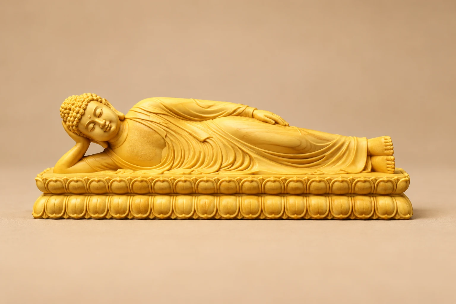 NEXT026_01 Reclining Buddha (卧佛) Boxwood Statue – Peace & Reflection · 9 cm Long - Image 1