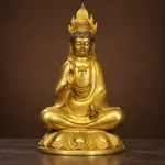 Guanyin (观音菩萨) Gold-Finish Statue – Compassion & Protection · 33 cm