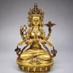 Guanyin (观音菩萨) Four-Armed Copper Statue – Compassion & Protection · 22 cm