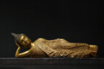 Sleeping Buddha (卧佛) Gold-Plated Copper Statue – Peace & Wisdom · 35 cm Long
