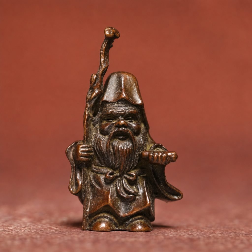 NEXT158_front Tudigong (土地公) Antique-Bronze Finish Statue – Prosperity & Protection · 6.5 cm - Image 1