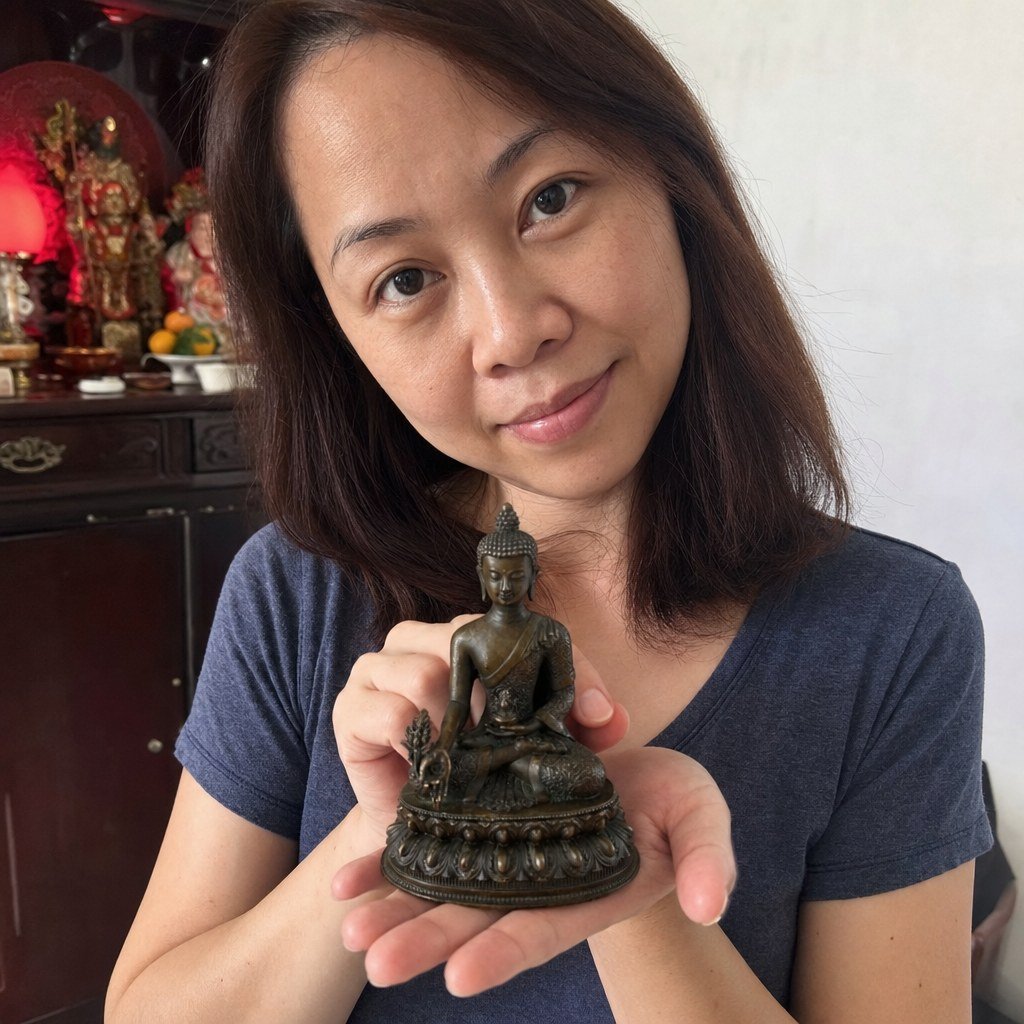 Medicine Buddha Bronze Statue – Health, Recovery & Wellbeing Blessings 7 × 4 × 10 cm