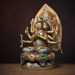 Doumu Yuanjun (斗母娘娘) Painted Copper Statue – Protection & Good Fortune · 39 cm - Image 2