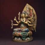 Doumu Yuanjun (斗母娘娘) Painted Copper Statue – Protection & Good Fortune · 39 cm - Image 3