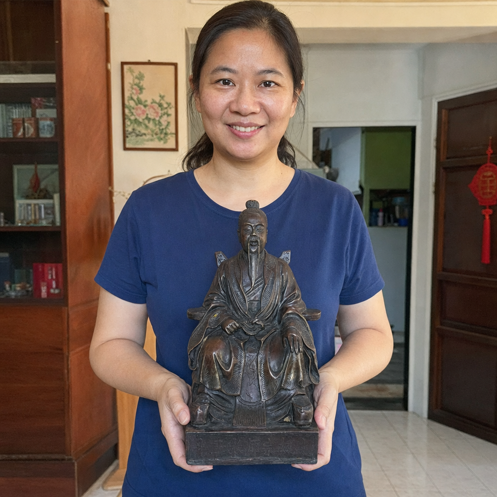 Pure Copper Zhang Sanfeng Taoist Statue – Wisdom, Protection & Inner Balance 16 × 14 × 28 cm