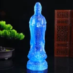 Guanyin (观音菩萨) Blue Resin Statue – Compassion, Protection & Peace · 29 cm